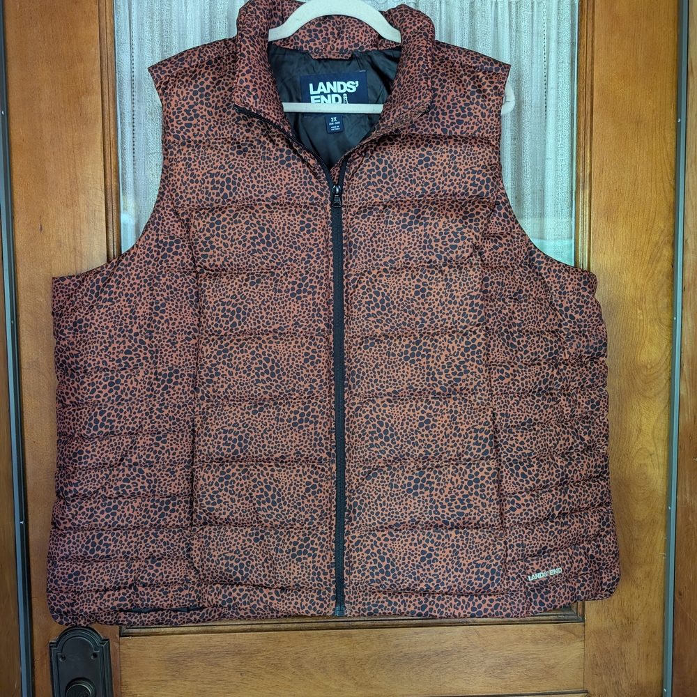 Lands' End Speckled Brown Puffer Vest